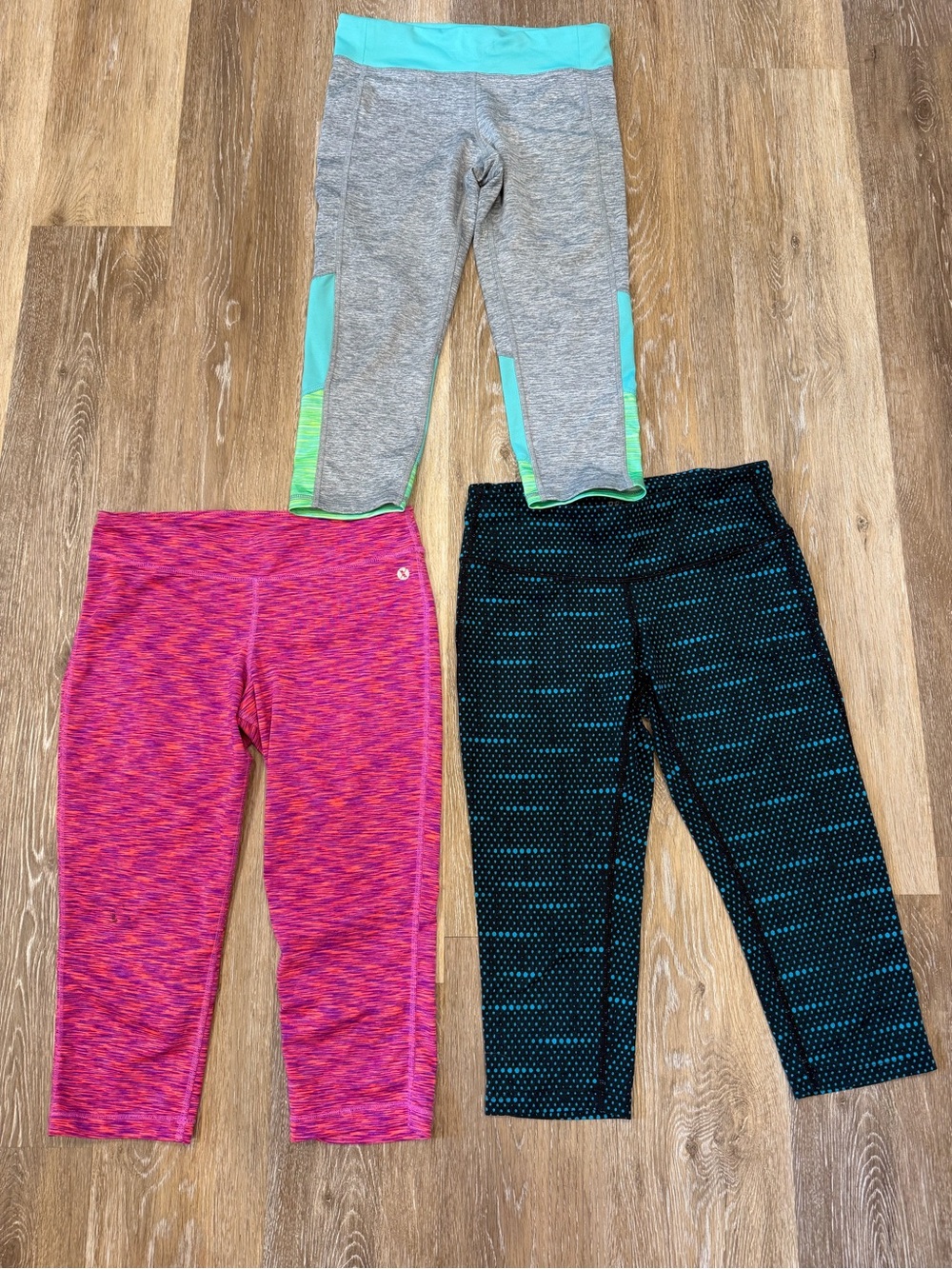 Girls Active Capri Leggings Lot 3 Nike Dri-FIT Old Navy Xersion Size 12 14